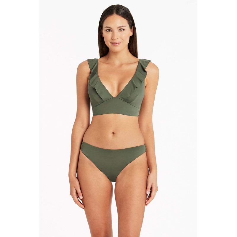 Eco Frill Bra Top Khaki