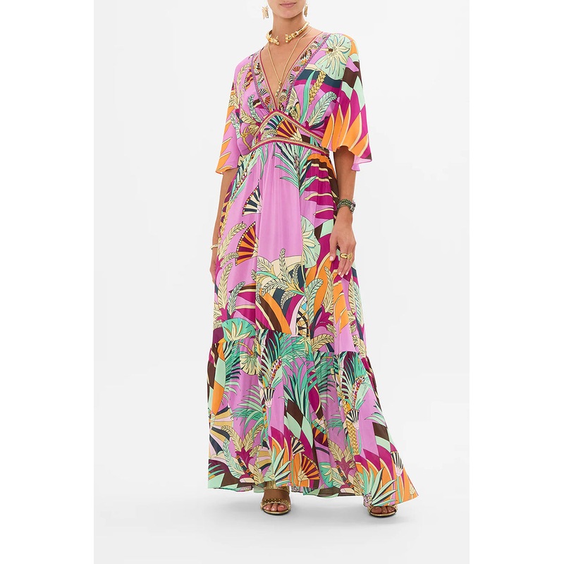 Giza Goddess Waisted Dress With Hem Ruffle