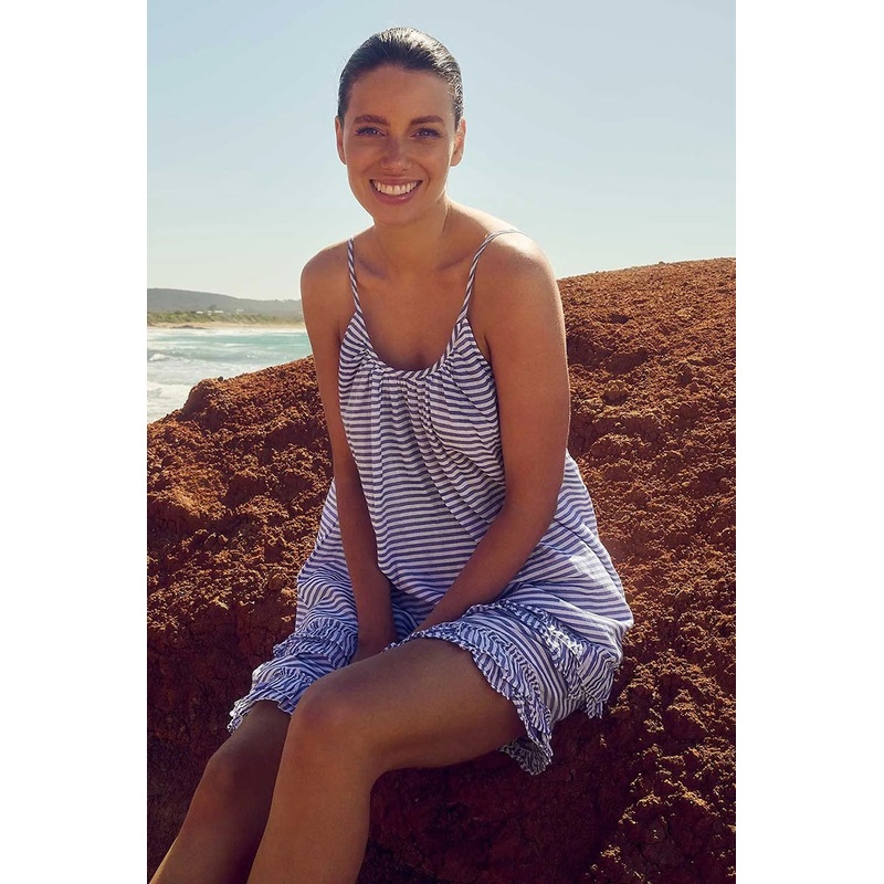 Summer Stripe Ruffle Hem Dress