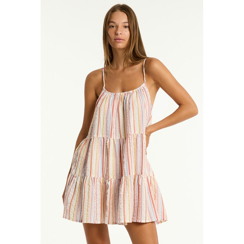 Boho Stripe Tie Back Short Sundress