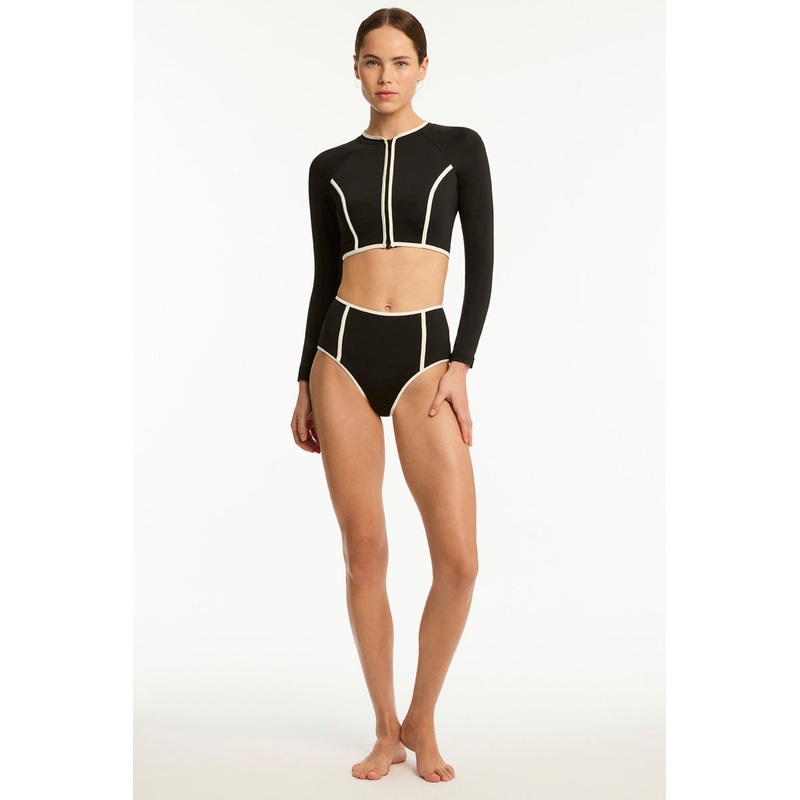 Bound Zip Front Crop Top