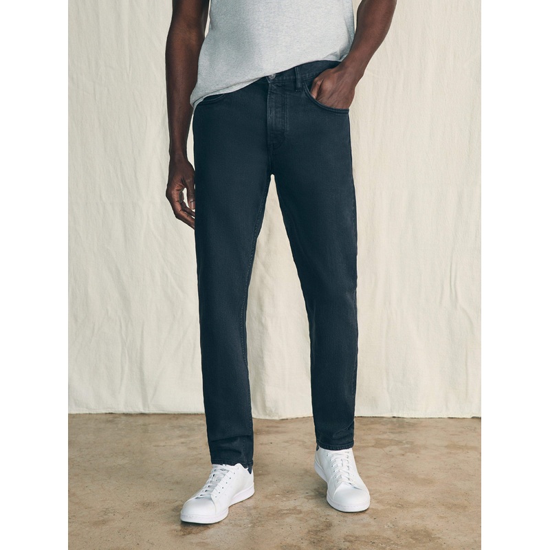 Organic Cotton Slim Straight Denim (30" Inseam) - Black Smoke Wash