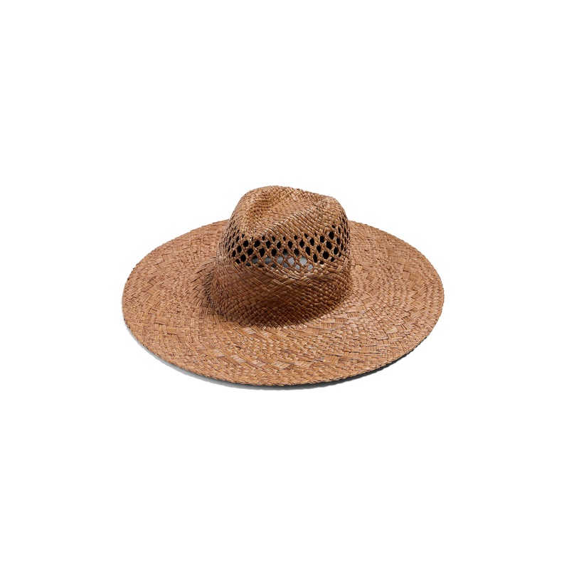 Raffia Mixed Stitch Fedora - Dark Brown