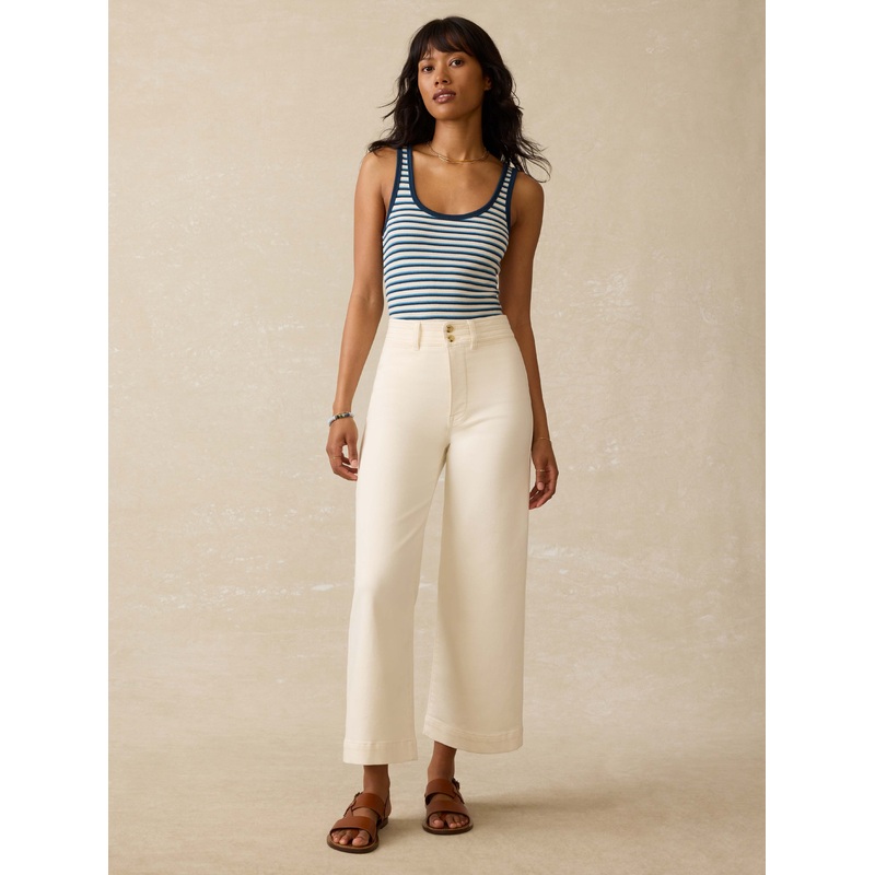 Stretch Terry Harbor Ankle Pant - Egret