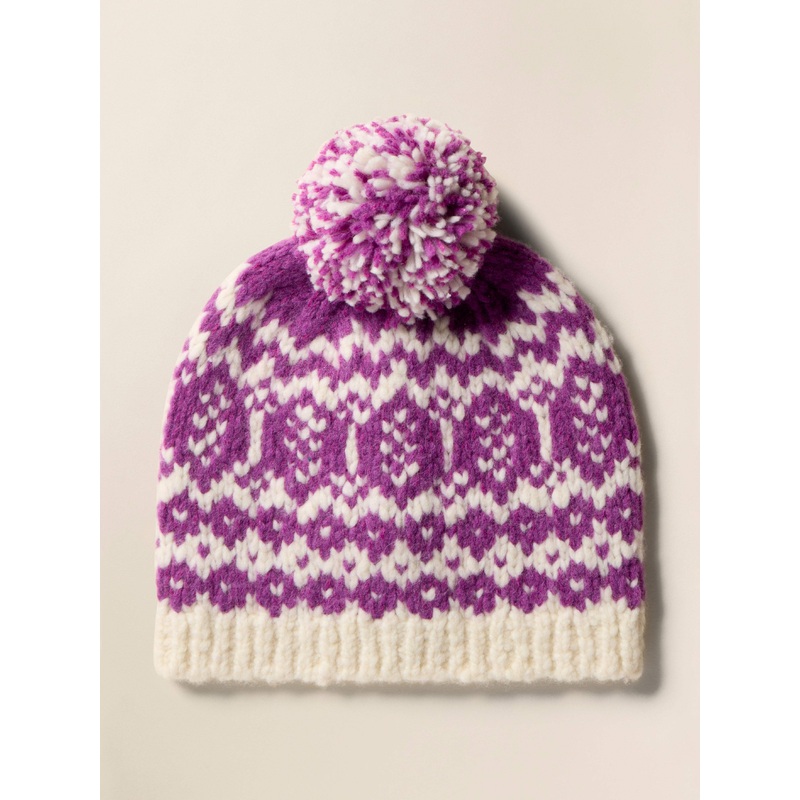 Valley Fairisle Pom Beanie - Purple Fairisle