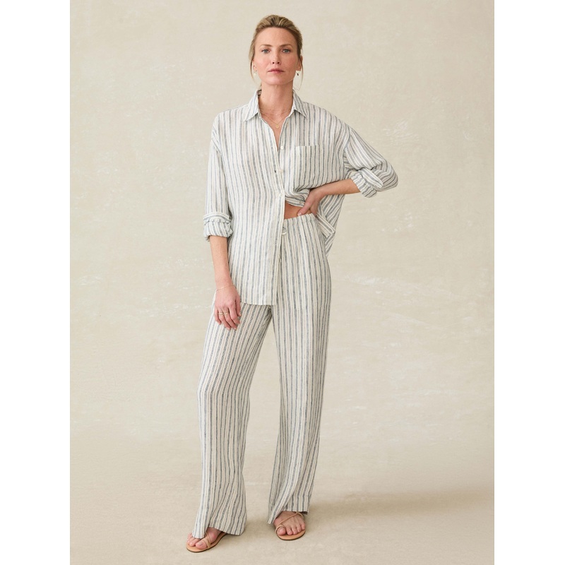 Laidback Linen Pant - Oceanside Stripe