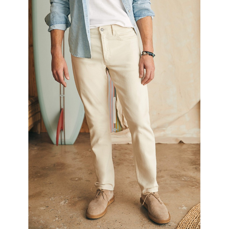 Organic Cotton Slim Straight Denim - Stone