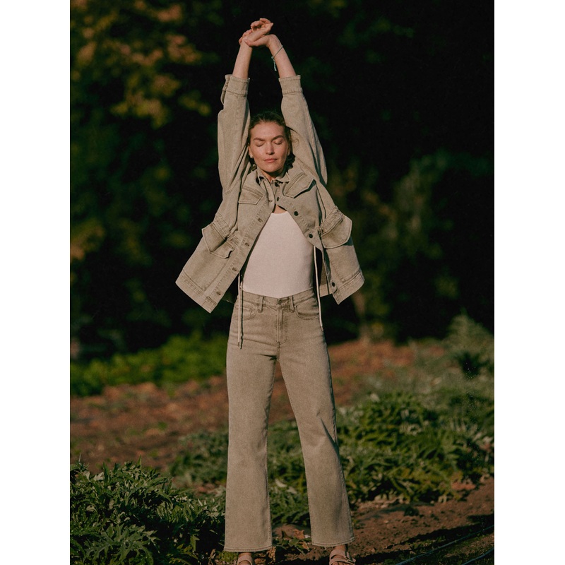 Slim Straight Sunwashed Denim - Olive Haze Wash