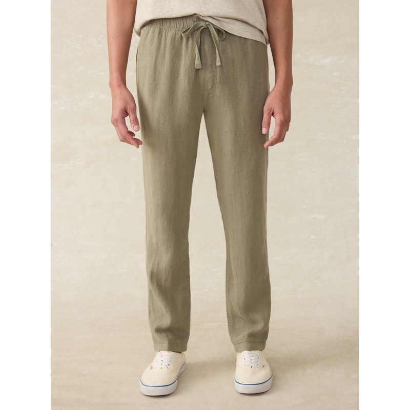 Linen Drawstring Pant - Canyon Olive