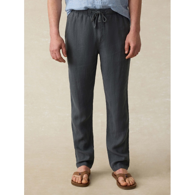 Linen Drawstring Pant - Washed Black