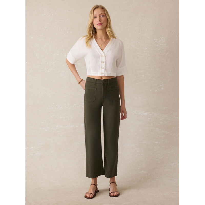 Stretch Terry Patch Pocket Ankle Pant - Forest Olive