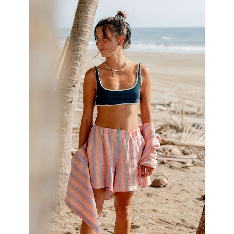 Laguna Linen Bayview Short - Cabana Multi Stripe