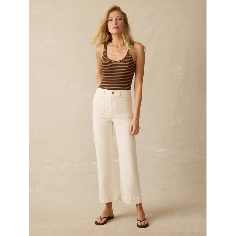 Stretch Terry Patch Pocket Ankle Pant - Egret