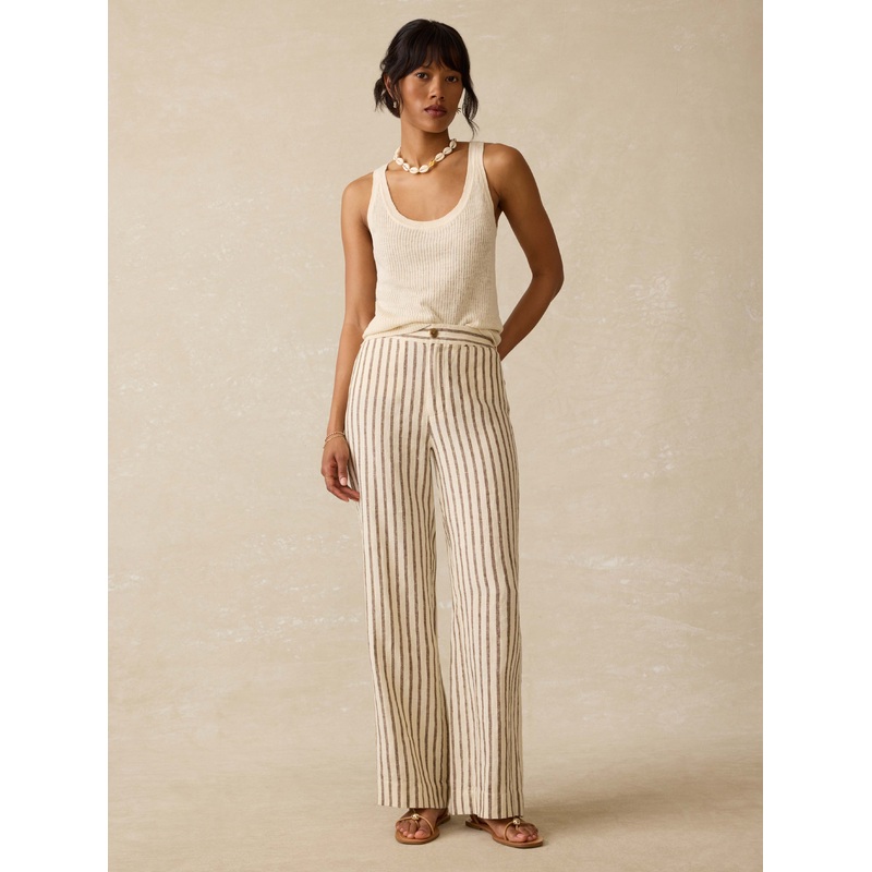 Sun Strider Linen Pant - Cocoa Grove Stripe