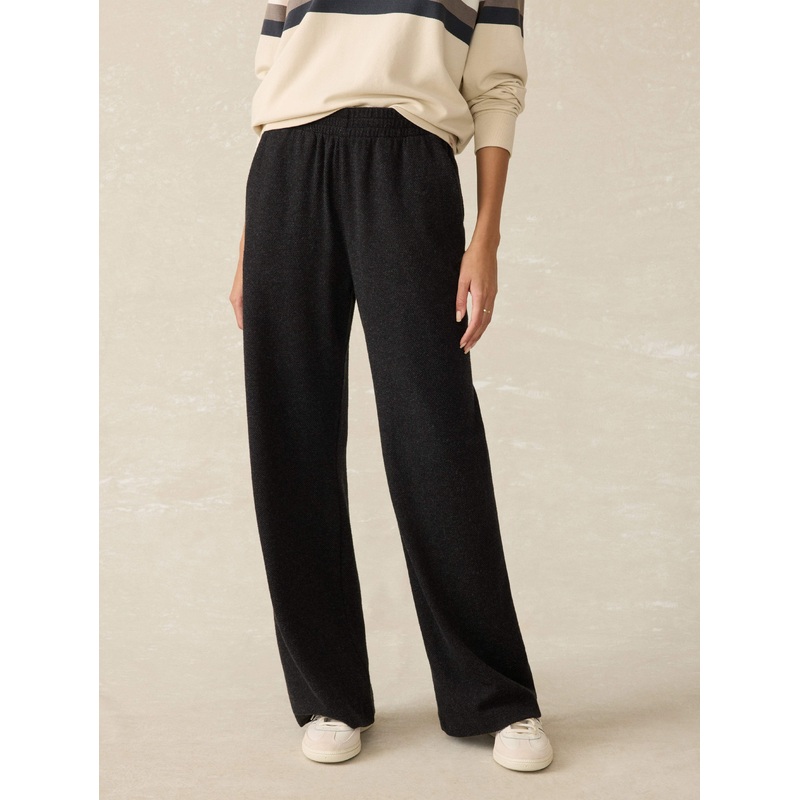 Legend Lounge Wide Leg Pant - Heathered Black Twill