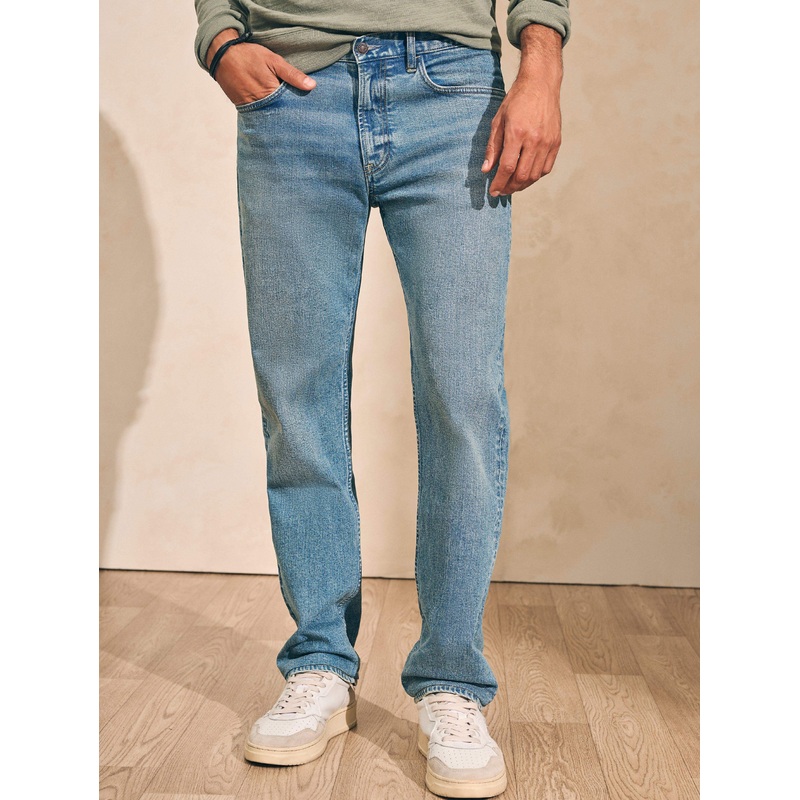 Organic Cotton Slim Straight Denim (32" Inseam) - Sandy Point Wash