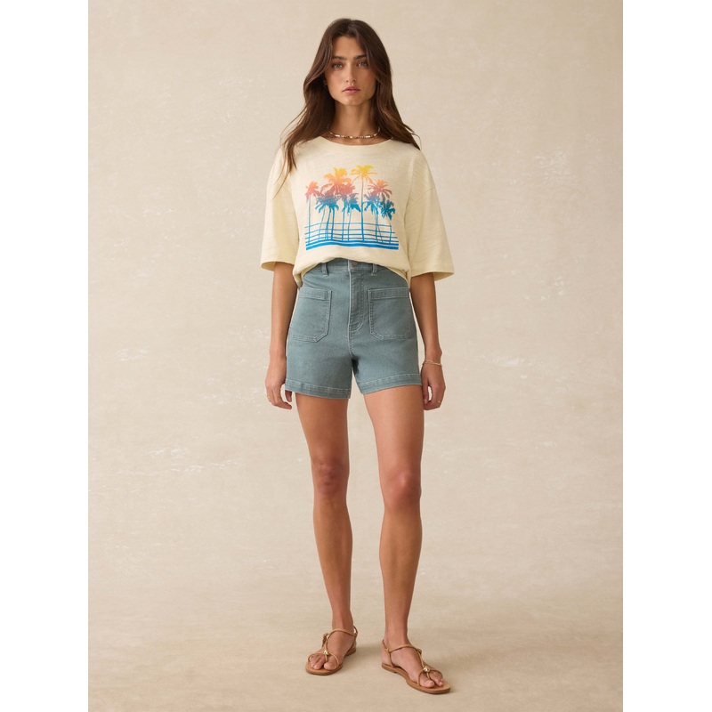 Stretch Terry Patch Pocket Short - Ocean Glass