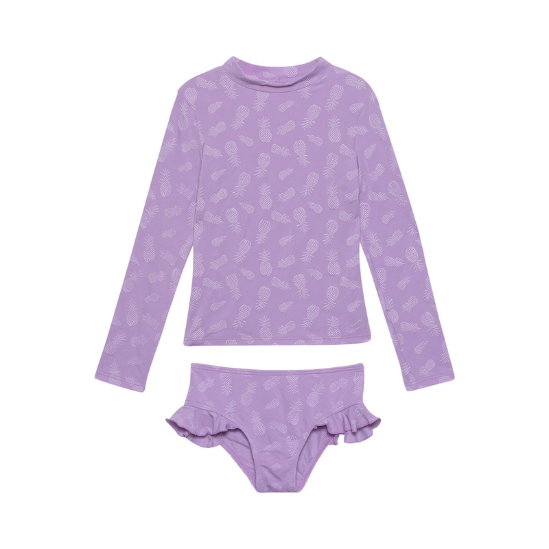Gottex Kids Pineapple Long Sleeve Rash Guard Top And Bikini Bottom