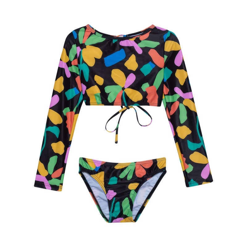 Gottex Kids Spice Long Sleeve Cropped Rash Guard Top And Bikini Bottom