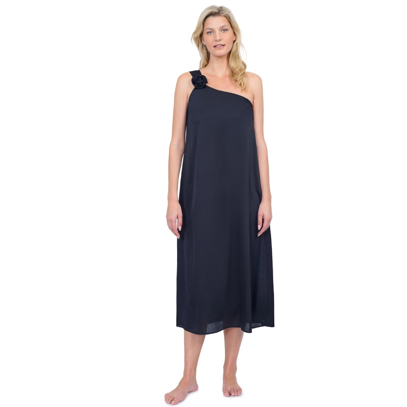 Gottex Rose Bud One Shoulder Sarong Dress Cover Up