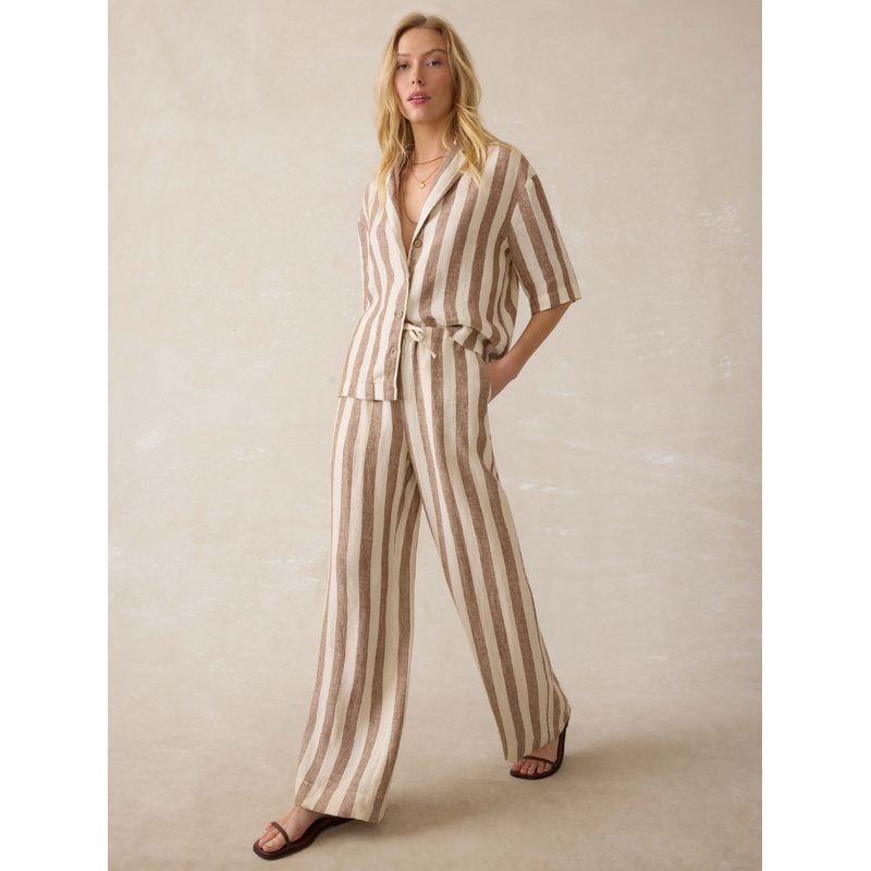 Palma Linen Drawstring Pant - Cocoa Beach Stripe