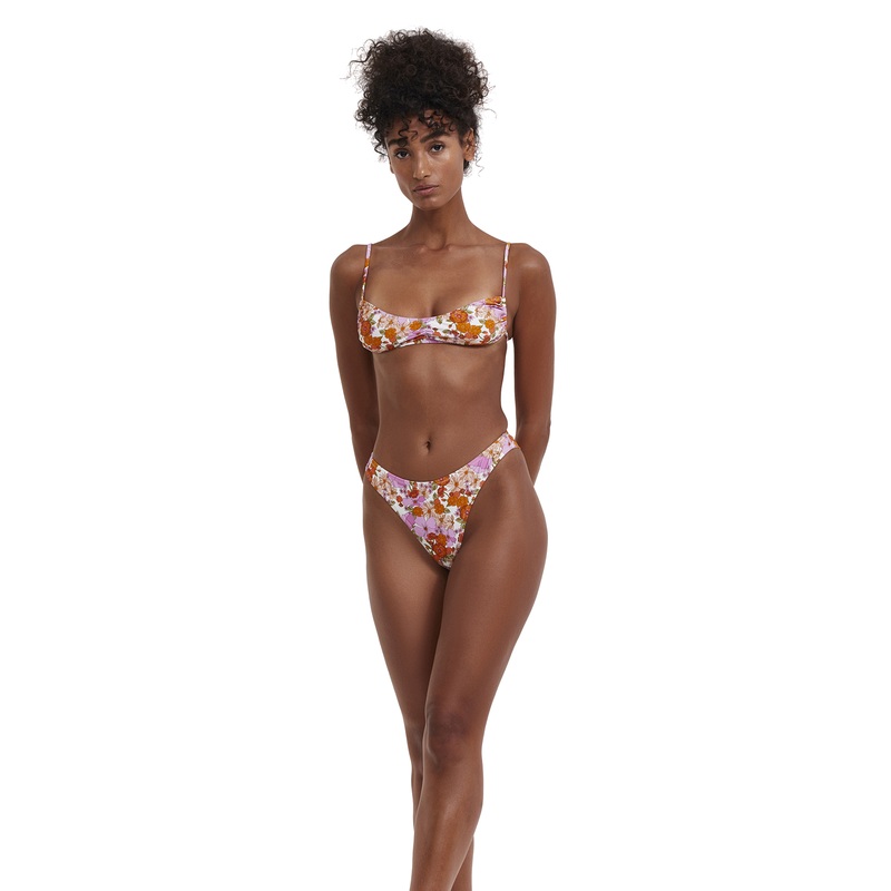 Flirtt Vintage Florals V Neck Bralette Bikini Top