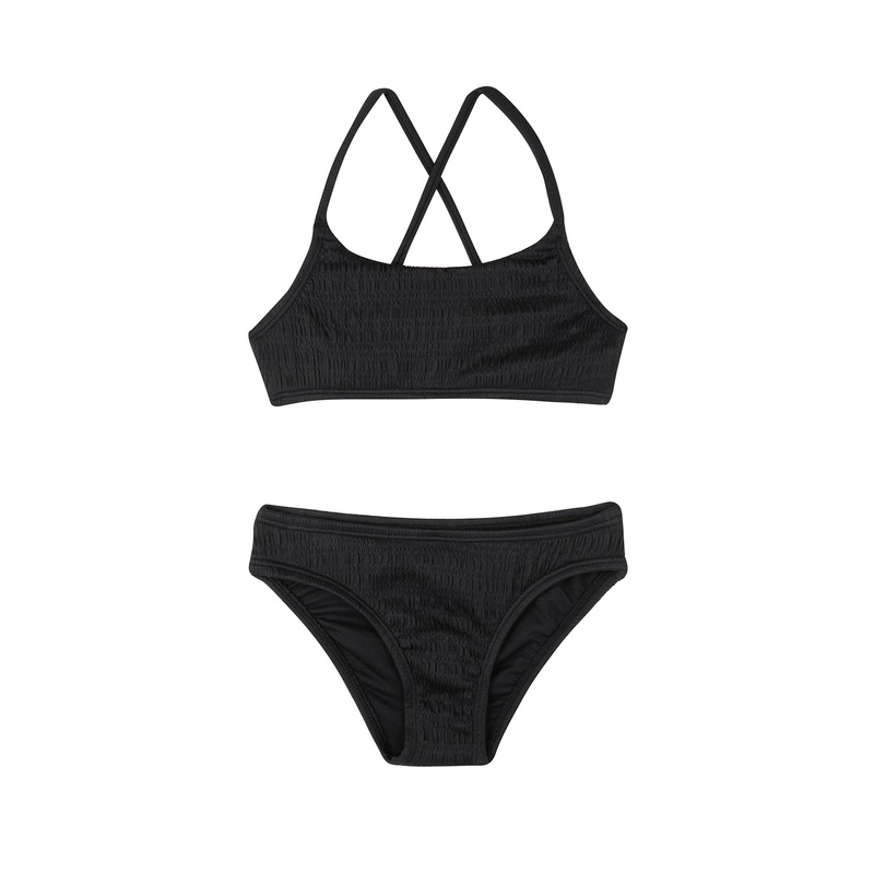 Beach Day Textured Criss Cross Strap Swim Set
