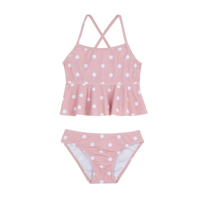 Dot Dot Dot  Scoop Neck Ruffle Swim Set