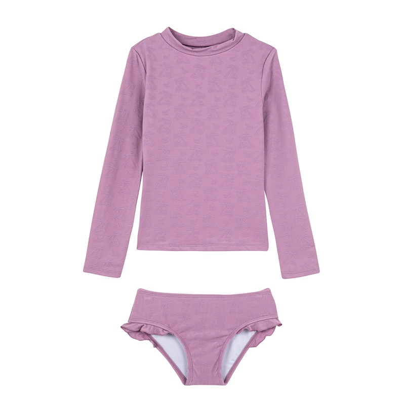 Palm Party Textured Long Sleeve Rash Guard Set