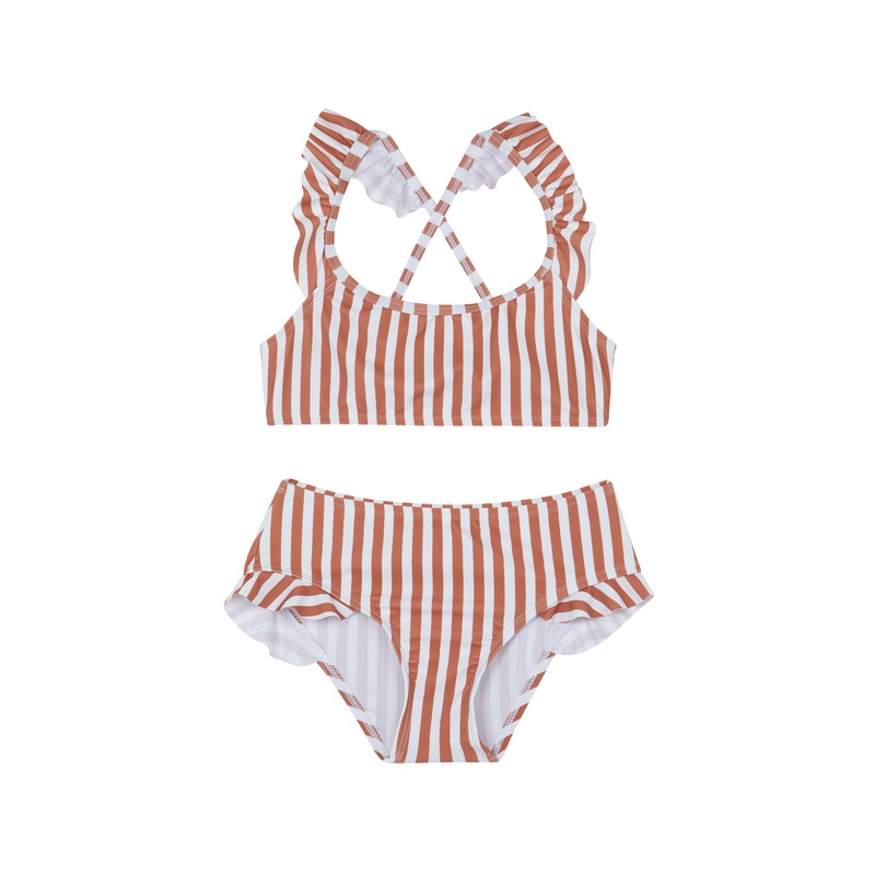 Sweet Stripe Scoop Neck Ruffle Swim Set