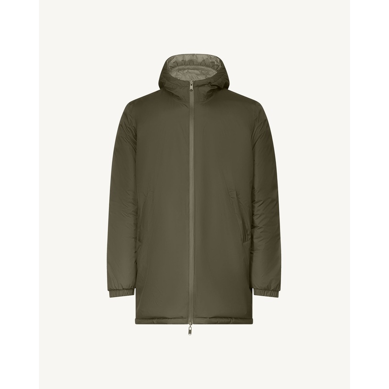 Doudoune longue rversible  capuche Army/Beige Amsterdam 2.0