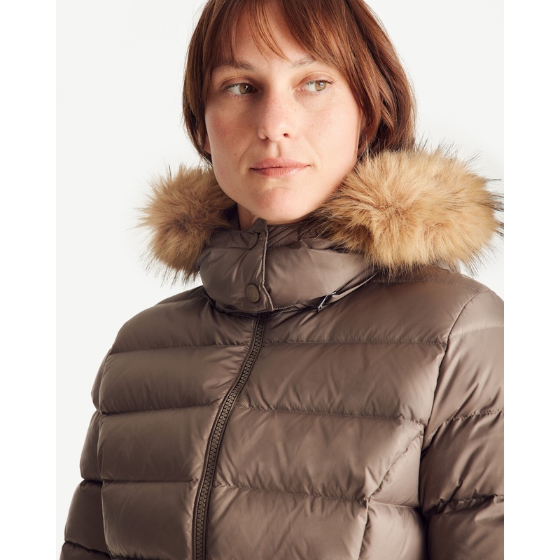 Doudoune  capuche Grand Froid Taupe Luxe