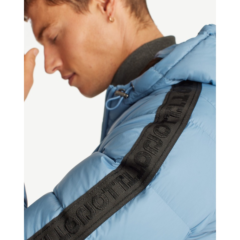 Doudoune droite  capuche Bleu dlav John Ribbon