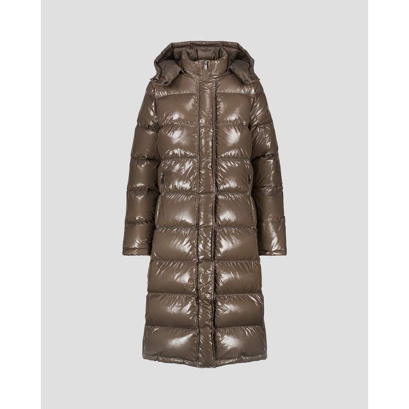 Doudoune longue laque  capuche Grand Froid Taupe Karachi