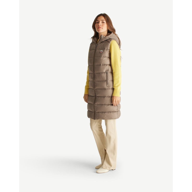 Doudoune longue sans manches Taupe Manon