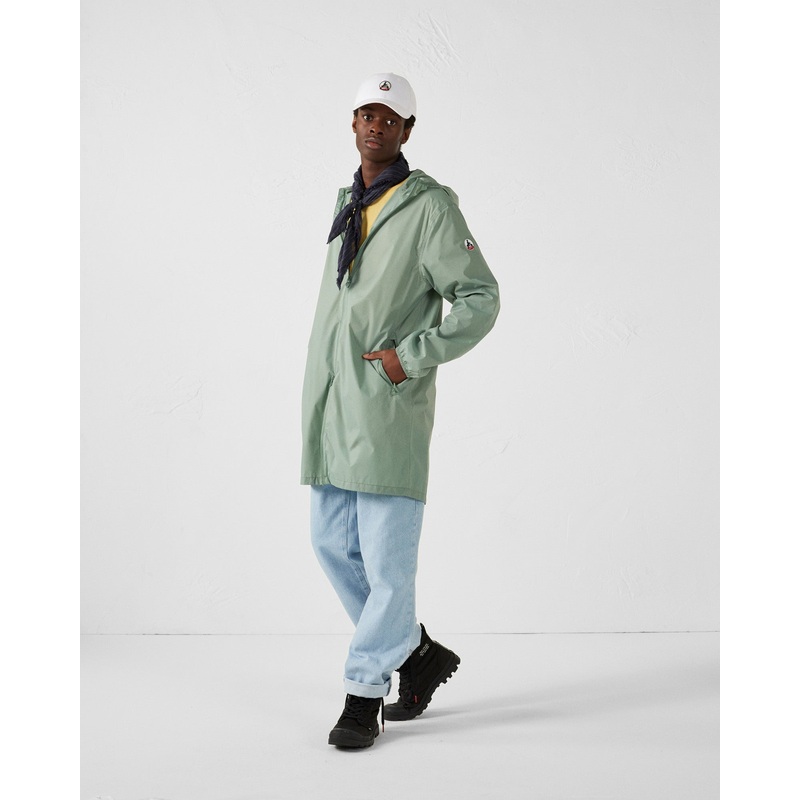 Impermable long  capuche paquetable Vert minral Oban