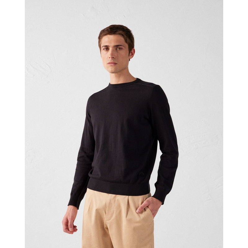 Pull en mailles col rond Noir Hadrien