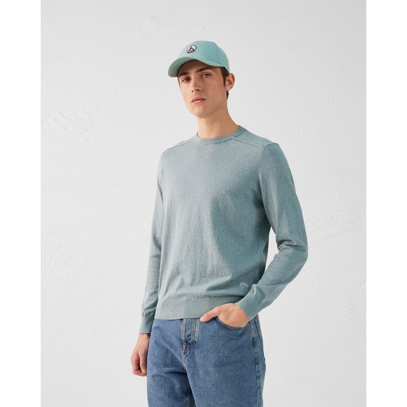 Pull en mailles col rond Vert minral Hadrien