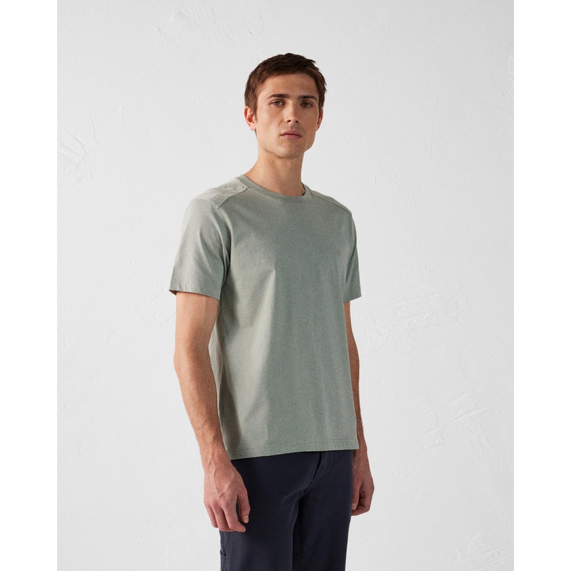 T-shirt col rond homme en coton Vert minral Pedro