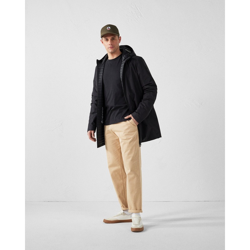 Veste longue ultralgre  capuche Noir Boris