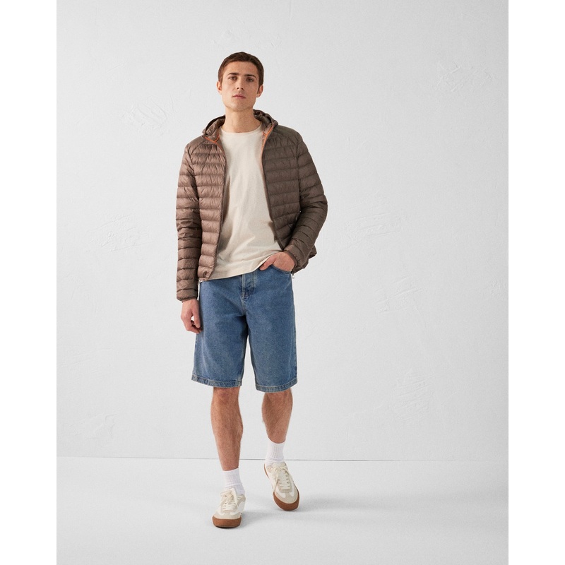 Light hooded down jacket Taupe Nico