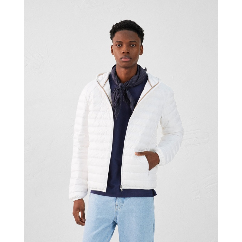 Light hooded puffer jacket White Nico
