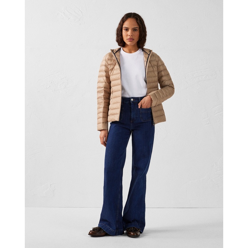 Lightweight hooded down jacket Beige Cloe