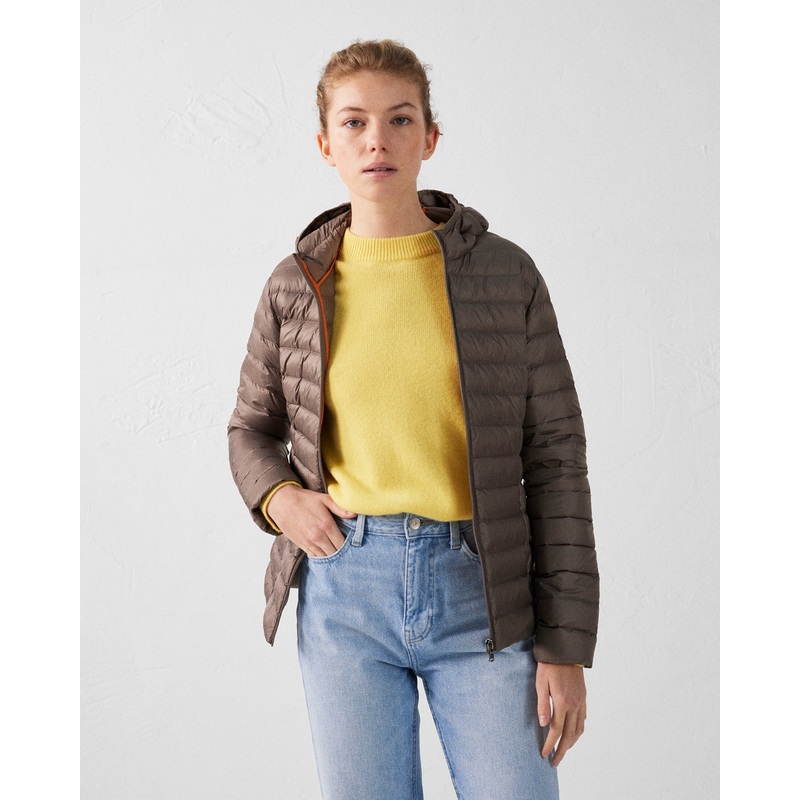 Lightweight hooded down jacket Taupe Cloe