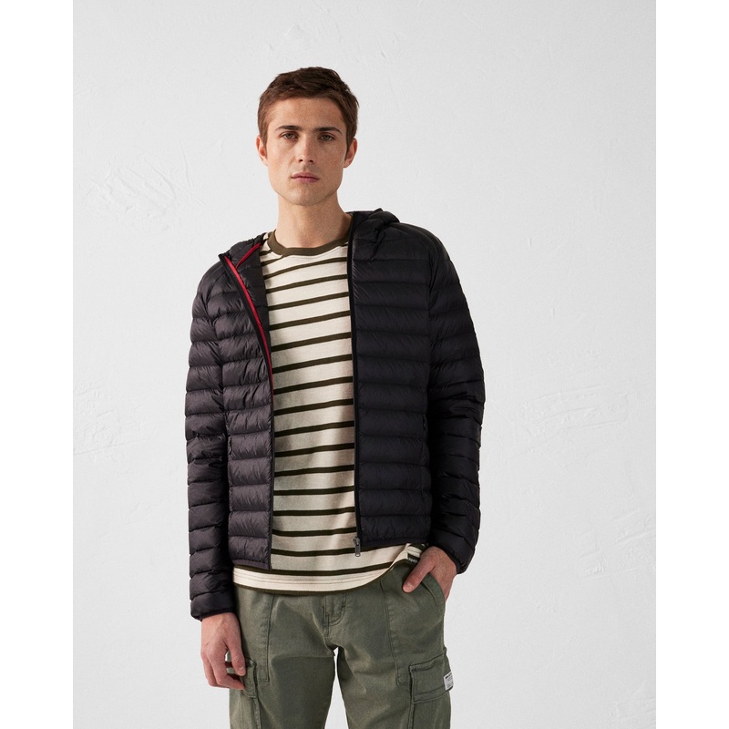 Lightweight hooded puffer jacket Black Nico
