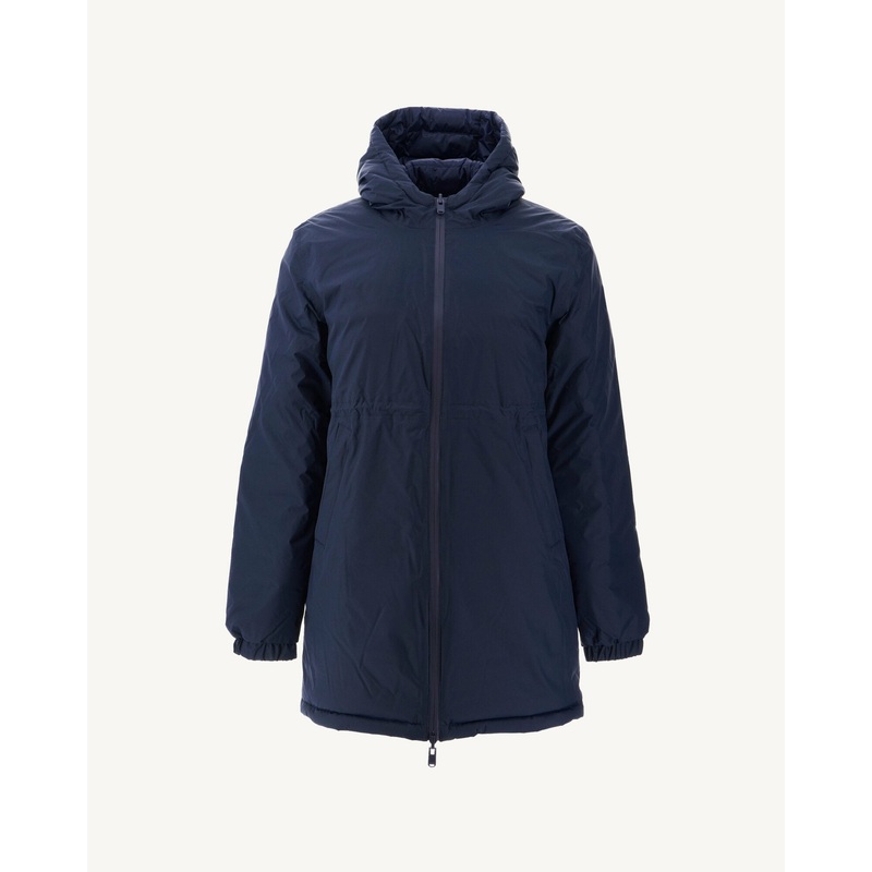 Navy Roma reversible long down jacket