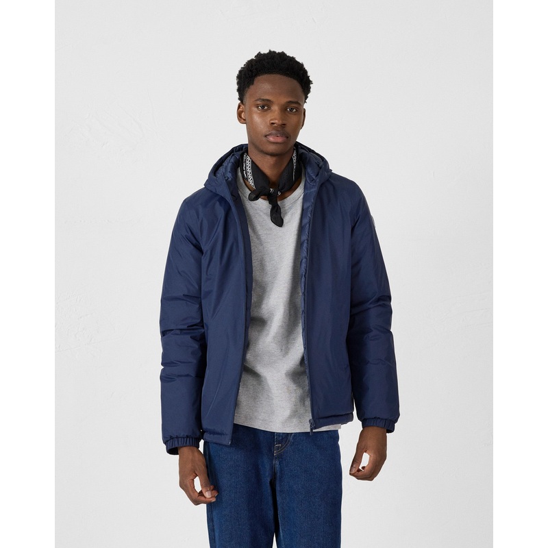 Reversible hooded down jacket Marine Bergen