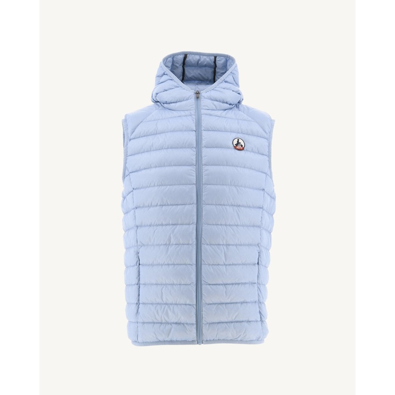 Sleeveless hooded padded jacket Light blue Pat