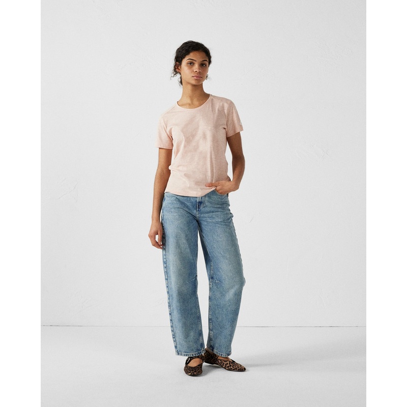 T-shirt col rond femme en coton Pche clair Angela