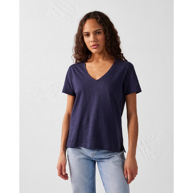 T-shirt col V femme en coton Marine Sonia